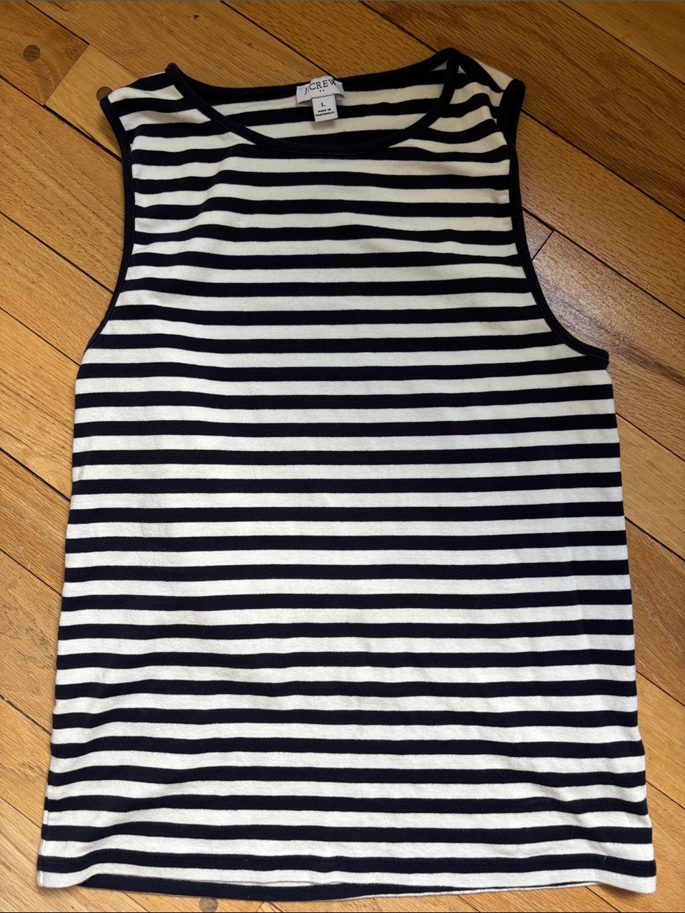 NWOT J. Crew Navy & White Wide Stripe Sleeveless Top Tank Tee L - Picture 6 of 6